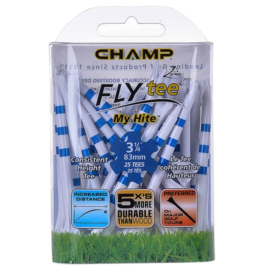 Gói 25 Tee Fly Tees 3-1/4" (83mm) My Height 25P (White/Blue) 95506 | CHAMP
