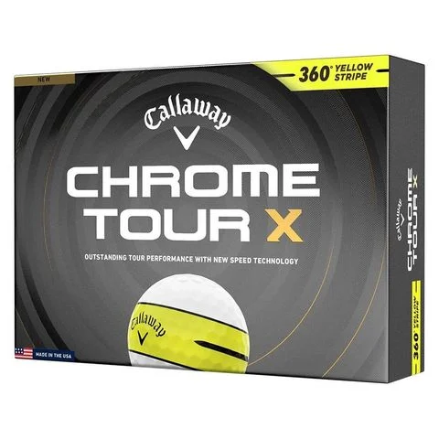 Hộp 12 bóng golf CHROME TOUR X 360 YELLOW STRIPE 2026 | Callaway từ Callaway
