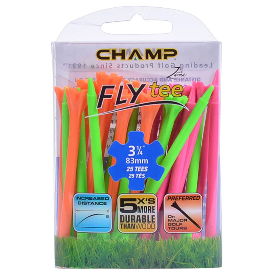 Gói 25 Tee Fly Tees 3-1/4" 25P Pack (Neon Mixed) 92568 | CHAMP