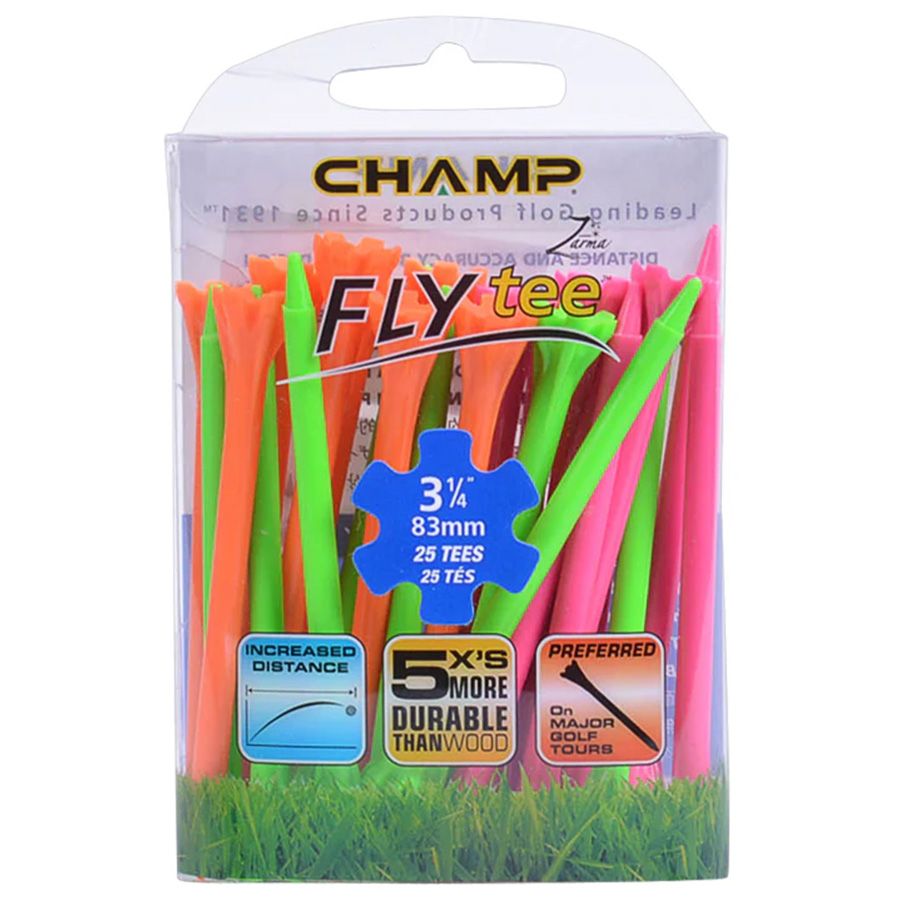 Gói 25 Tee Fly Tees 3-1/4" (83mm) 25P Pack (Mixed Colors) 92564 | CHAMP