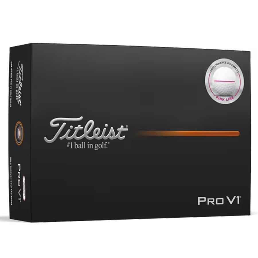 Hộp 12 Bóng golf Pro V1 2025 White PERFORMANCE ALIGNMENT PINK | Titleist