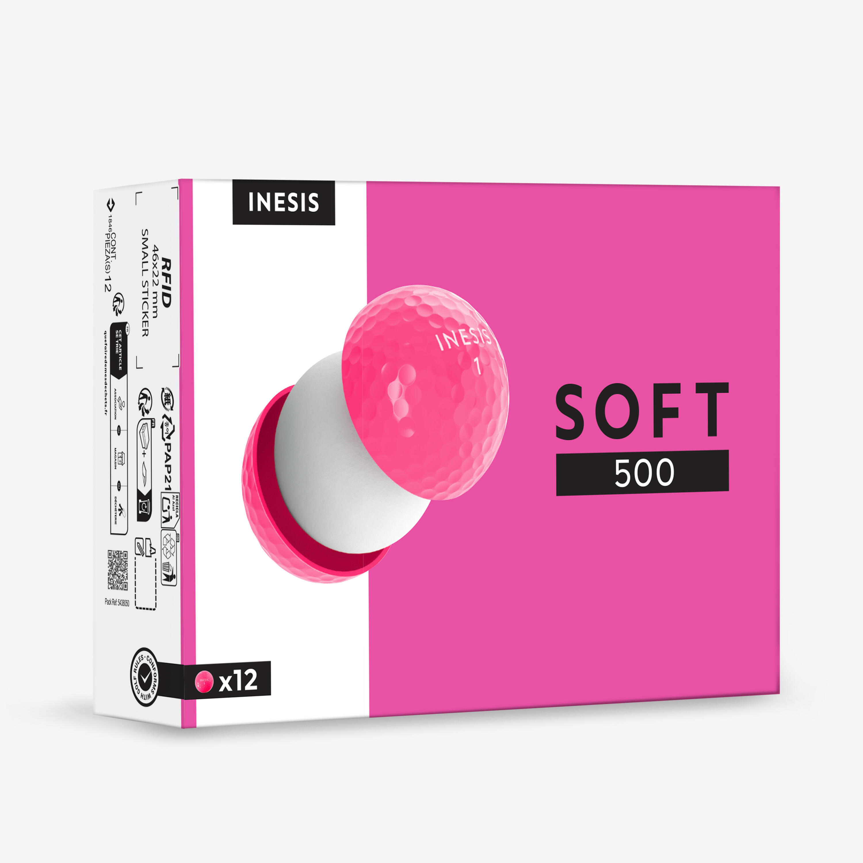 Hộp 12 quả bóng golf Soft 500 - Hồng