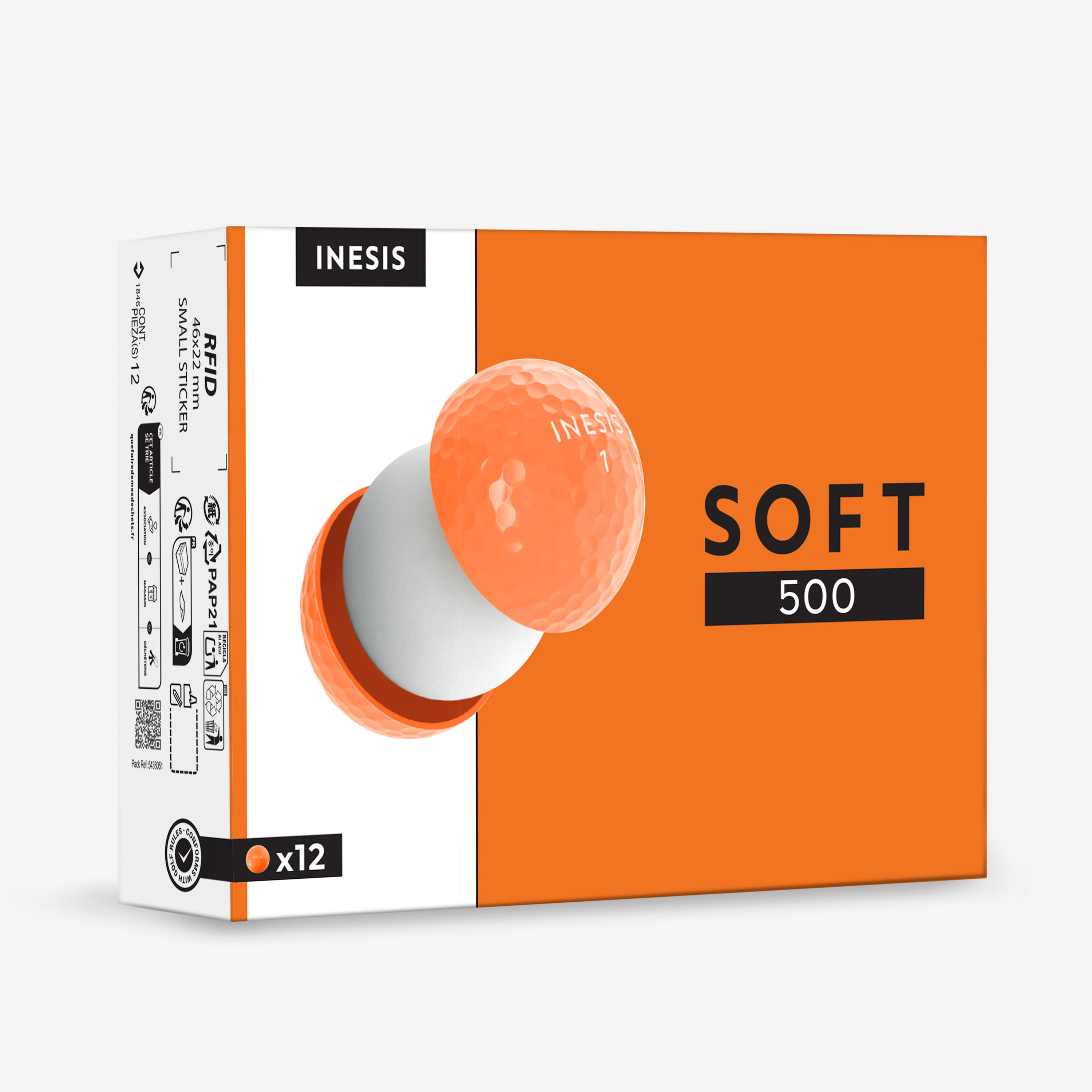 Hộp 12 bóng chơi golf Soft 500 - Cam