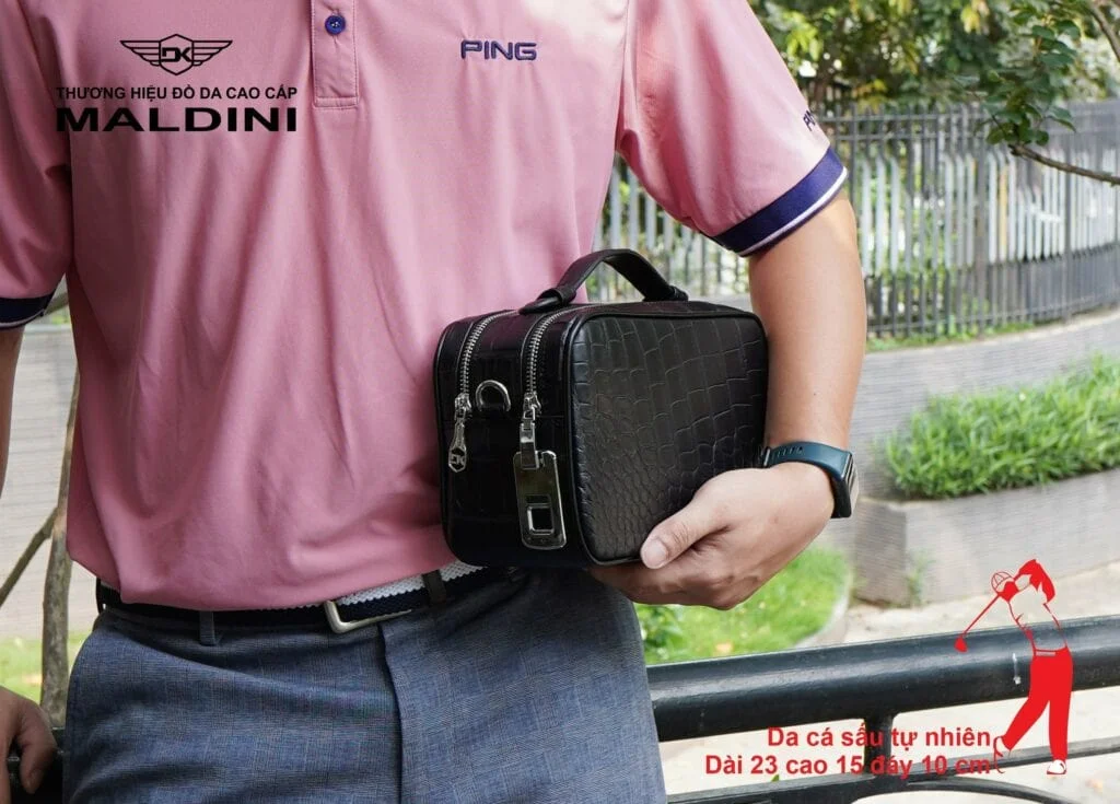 Túi Golf Cầm Tay Da Cá Sấu Thật – Khoá Vân Tay – Chính Hãng Maldini - hình thu nhỏ 4