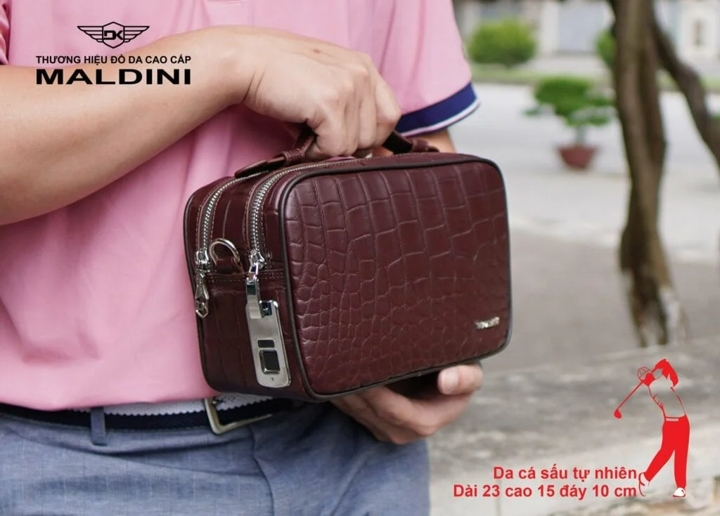 Túi Golf Cầm Tay Da Cá Sấu Thật – Khoá Vân Tay – Chính Hãng Maldini - hình thu nhỏ 5