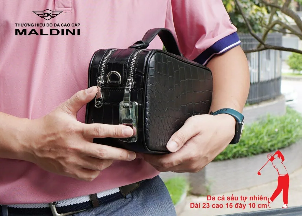 Túi Golf Cầm Tay Da Cá Sấu Thật – Khoá Vân Tay – Chính Hãng Maldini - hình thu nhỏ 7