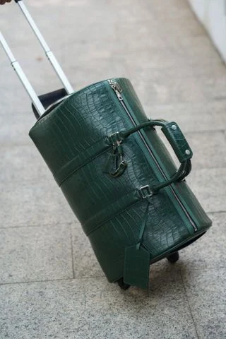 Túi Xách Tay cần kéo Da GLSX Vân cá Navy